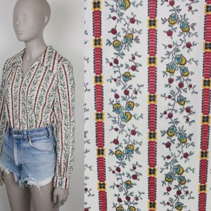Camisa túnica de nailon de los años 70 // vides florales