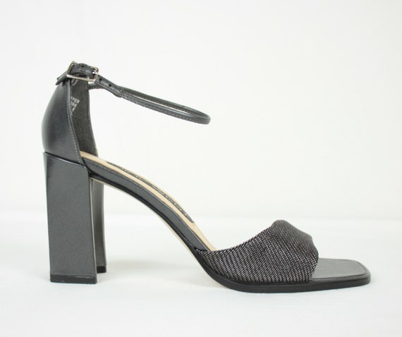 vtg square toe heels // gunmetal // size 7.5 - image 3