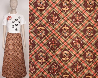 70s quilted maxi // birds and flowers