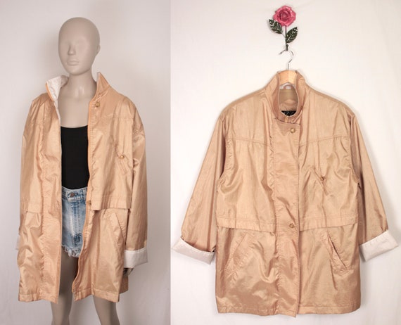 80s 90s gold windbreaker // drawstring waist - image 1