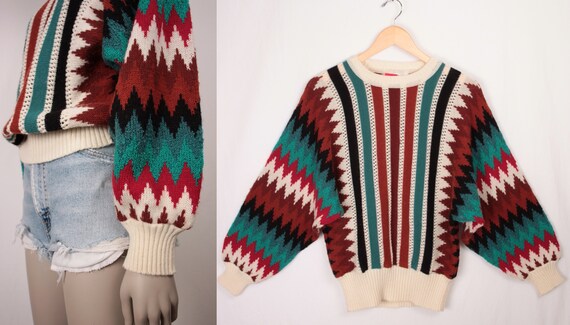 80s dolman sleeve sweater // chevron stripes