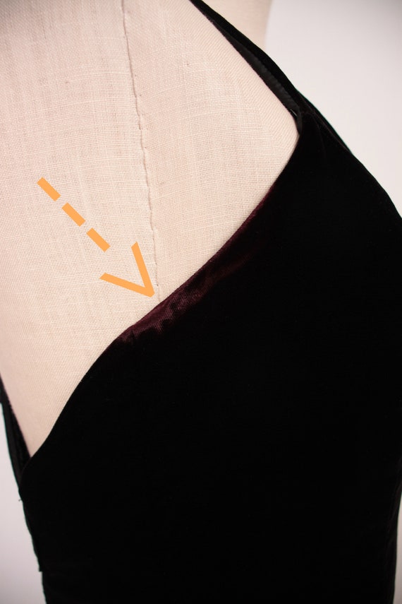 90s Y2K velvet dress // embroidered back detail - image 3