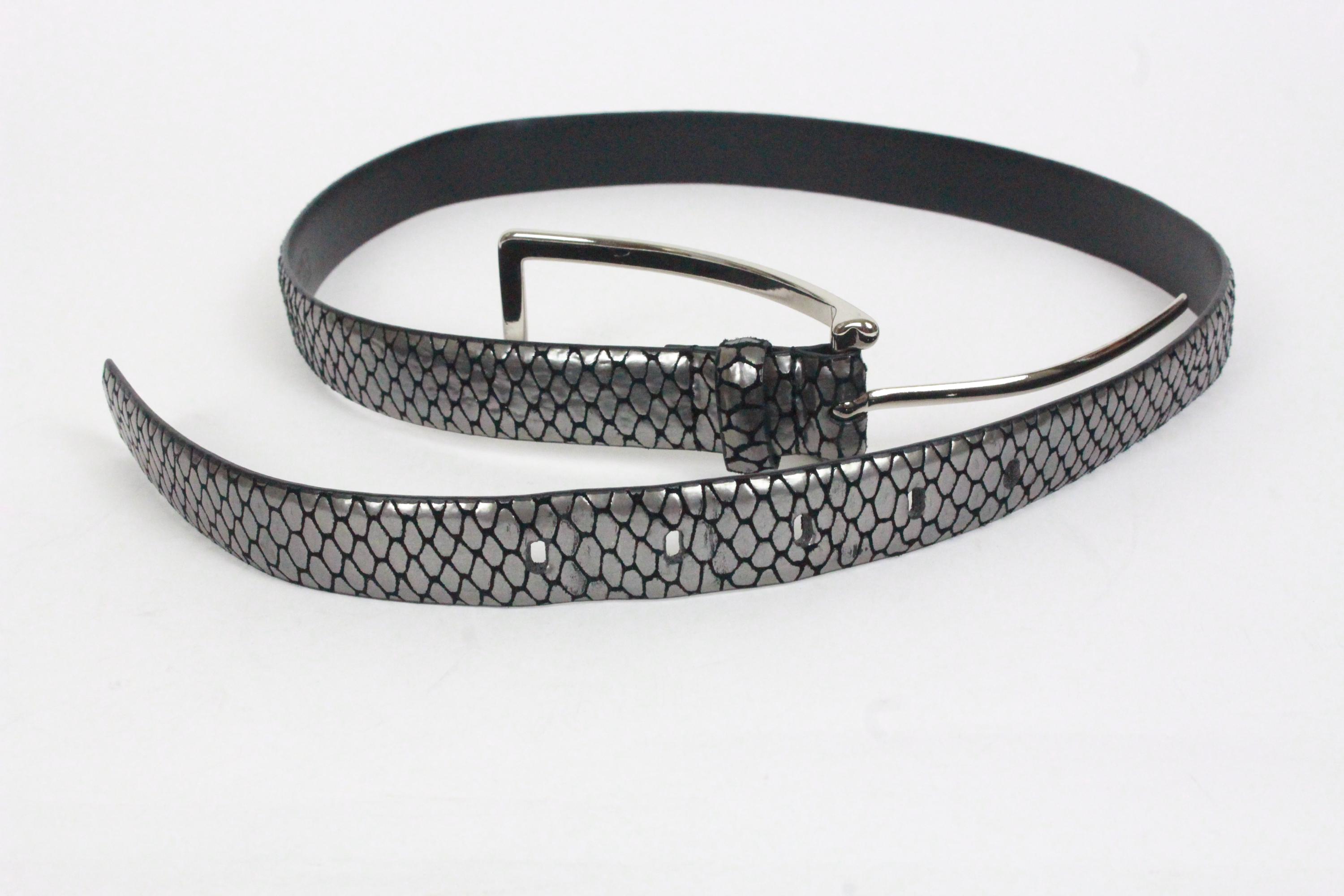 Vintage WCM New York Leather Belt // Silver Snake Look - Etsy