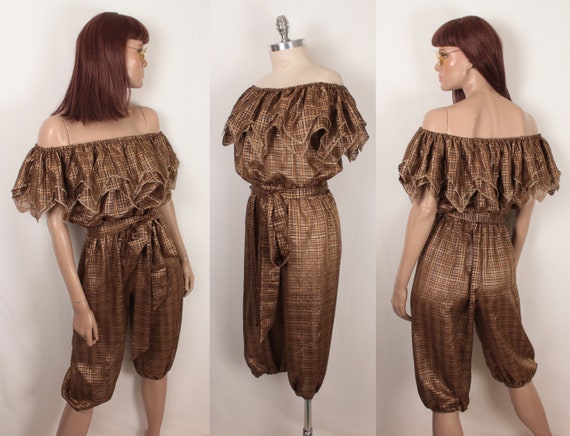 sheer metallic jumpsuit // cropped legs // off the