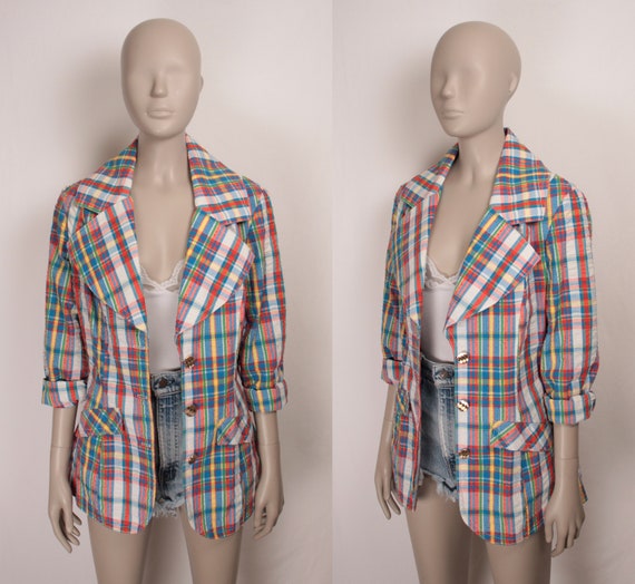 70s Jantzen seersucker blazer // wide collar // t… - image 5