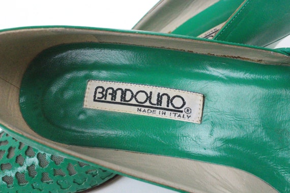 80s Bandolino low heels // green leather // size 7 - image 8