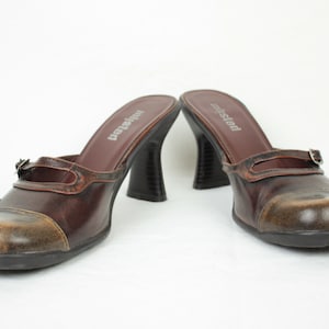 Y2K round toe mule // chunky sole // patchwork look // size 8.5