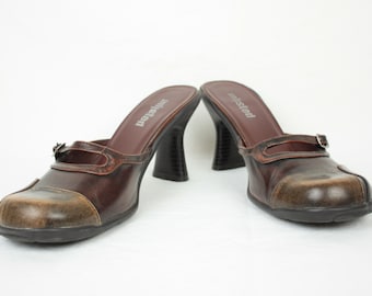 Y2K round toe mule // chunky sole // patchwork look // size 8.5