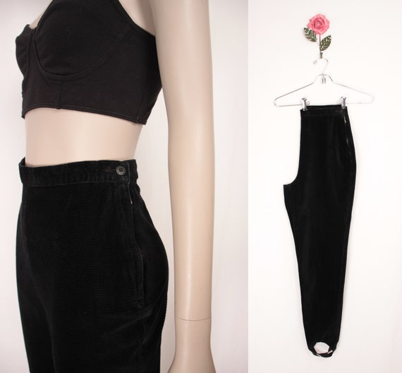 80s 90s Esprit stirrup pants // side zip corduroy