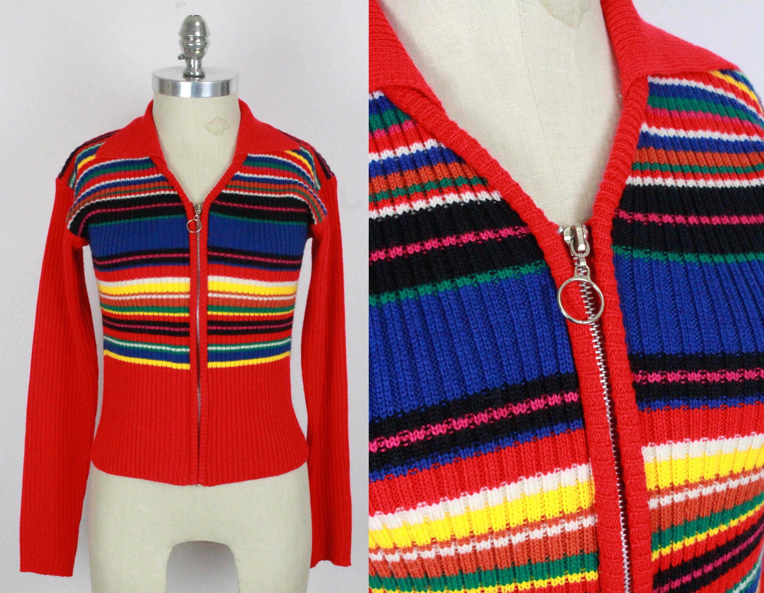 トップス 90s   zipper cardigan size M Shop Women's Graphic Shetland Zip Cardigan for Luxurious