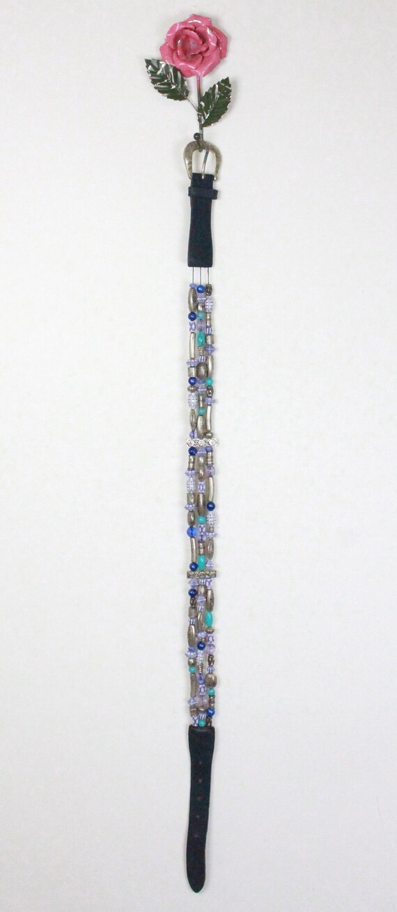 80s 90s Beaded Belt // the Limited // Navy and Silver - Etsy display picture 3