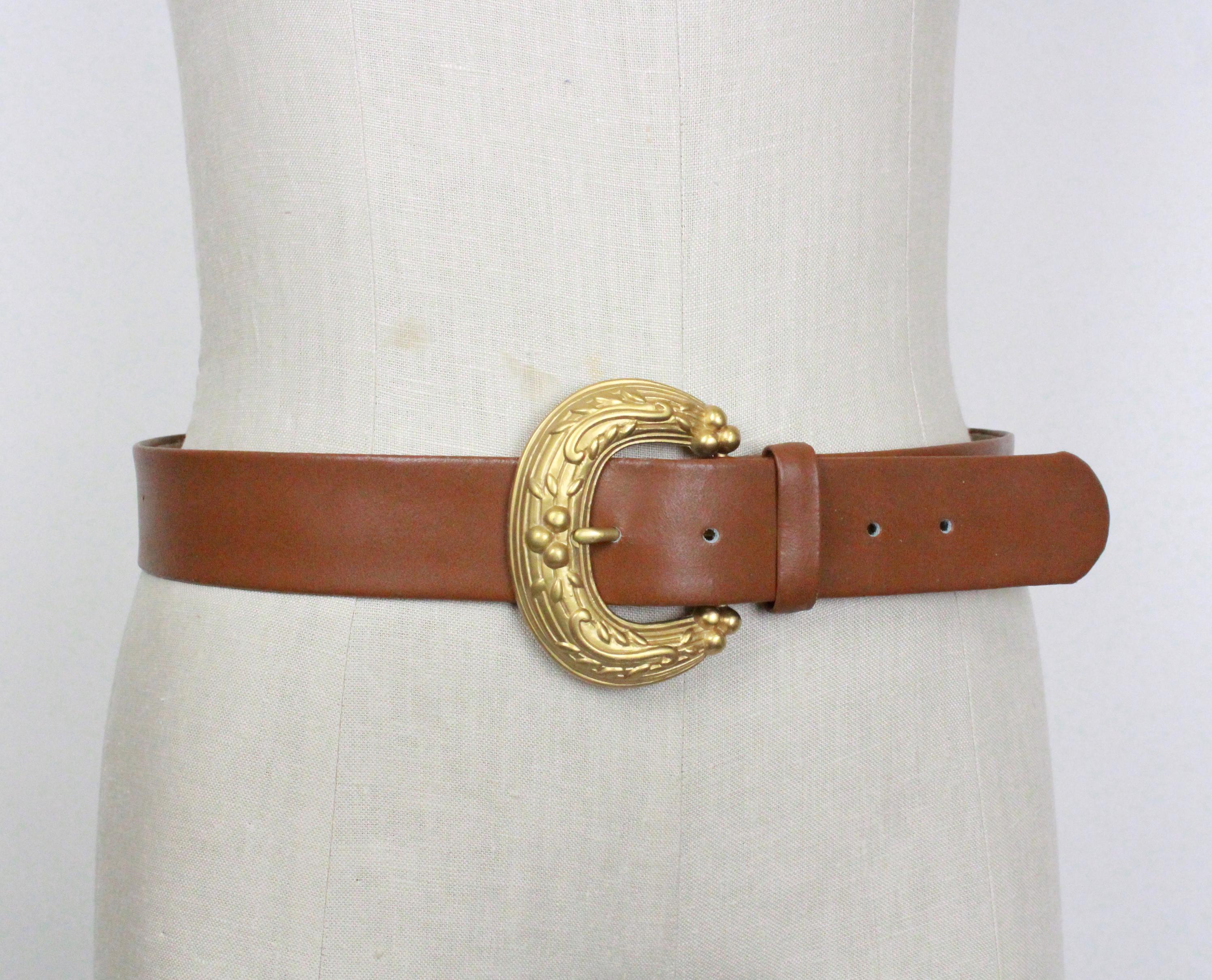 Oroton x Anne Klein Vintage Black Suede Belt with Decorative Gold Buckle Catalina Suede Belt in Black and Gold | RIXO USA ⋆ main image 2