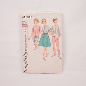 1960s Simplicity 4949 // blouse skirt pants // size 16 bust 36