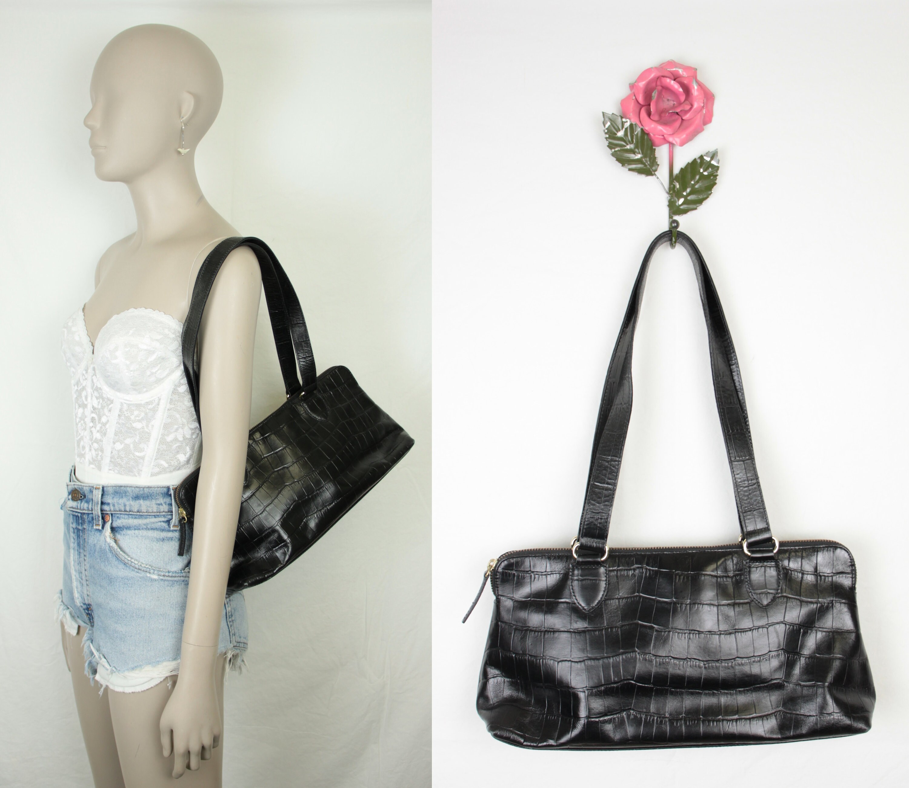 【一部予約！】 Y2K Banana Etsy - Embossed Croc // Bag Leather Black Republic バッグ