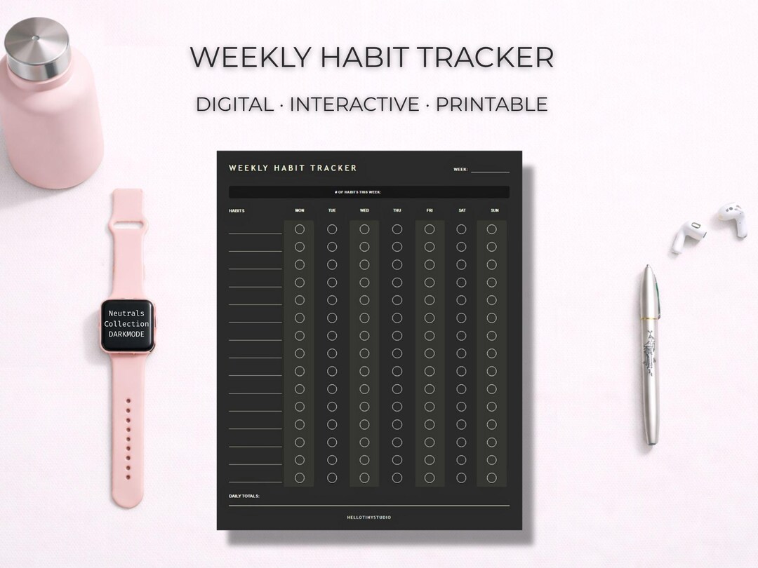Weekly Habit Tracker Printable, Interactive Habit Tracker, Digital ...