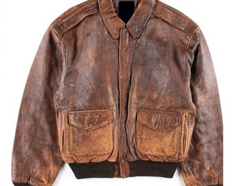 Distressed Brown Leather Bomber Jacket | Retro Aviator Flight Coat, Men's Streetwear