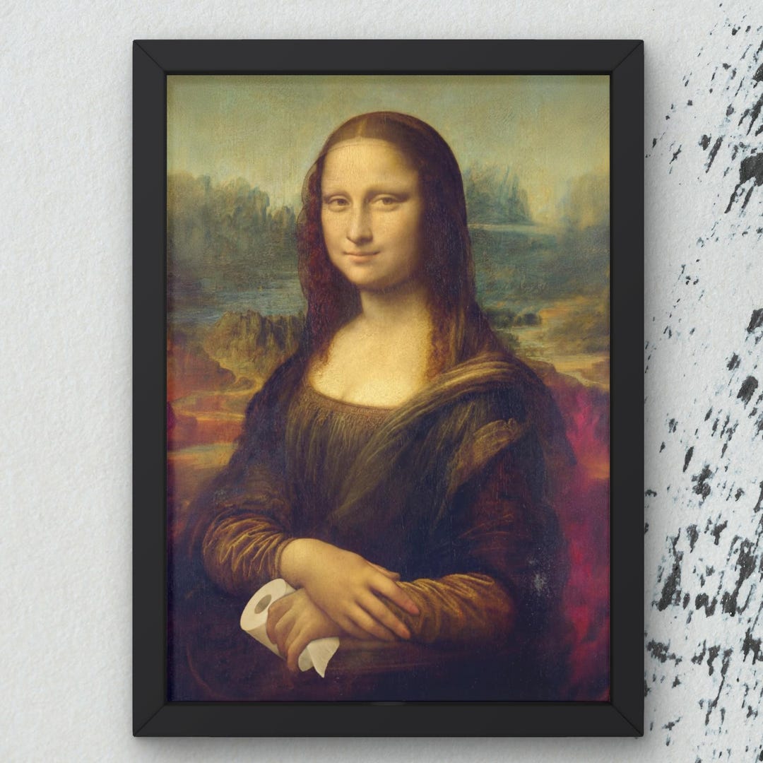Funny Toilet Wall Art, Mona Lisa Bathroom Print, Classic Art Parody ...