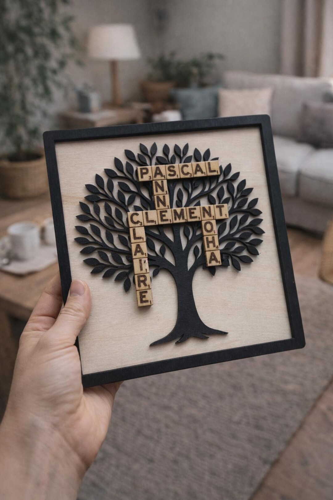 Personalized Wooden Family Tree Frame – Custom Names – Handmade Home ...