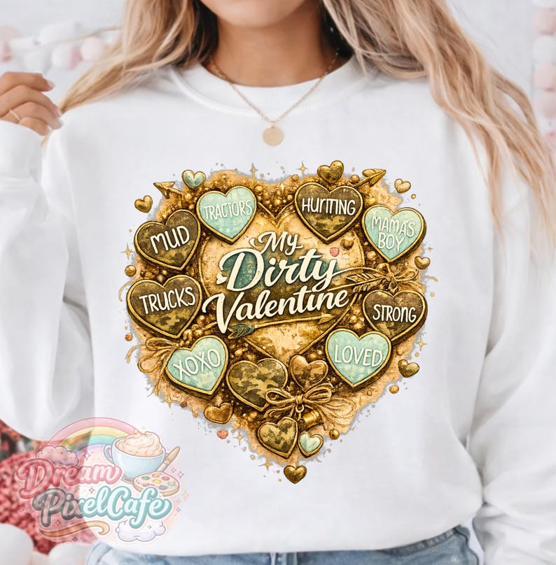 My Dirty Valentine Sublimation PNG Rustic Camo Hearts, Country Love