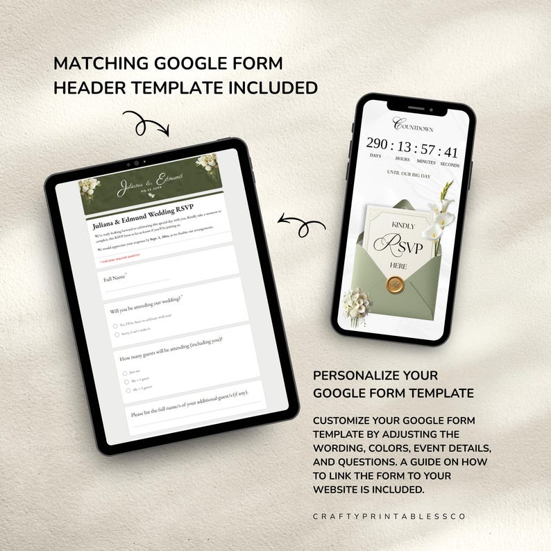 Editable White and Sage Green Wedding Website Template with RSVP: Classic Floral Envelope Digital Invitation (Canva, Instant Download) image 12