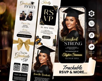Digital Animated Graduation Invitation Template, Grad Announcement Phone Evite, Interactive Personalized Invite, Congrats to the Grad 2026