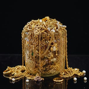 Barattolo misterioso per gioielli Lotto di gioielli misteriosi Lotto di orecchini boho Barattolo dorato delicato