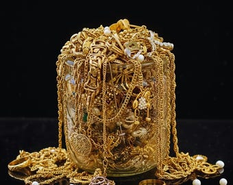 Mystisk smyckesburk Mystisk smyckeslott Boho örhängenlott Elegant guldburk