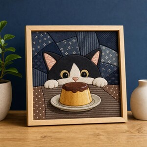 Cat Pudding Thief Kinusaiga Fabric Art Pattern No Sew Patchwork Easy Beginner Friendly Tutorial