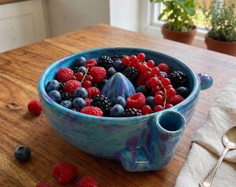 Ciotola per frutti di bosco in ceramica fatta a mano, per sciacquare la frutta, decorazione da tavolo, regalo per l'inaugurazione della casa