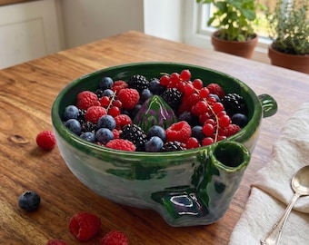 Bol de cerámica hecho a mano para enjuagar frutas, decoración de mesa, regalo de inauguración de casa