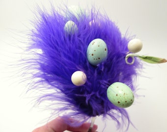 Violet Easter Egg Fascinator - Speckled Robin's Egg Whimsical Spring Headband - bright photo prop - Hop - Easter Parade Purple Bonnet/hat