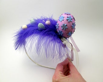 Violet and Lavendar Easter Egg Fascinator - Whimsical Spring Headband - photo prop - Hop - Pastel & Bright