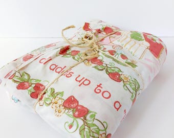 80s Muslin Strawberry Shortcake Twin Size Sheet Set & Pillowcase JCPenneys