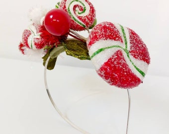 Extra Candy Sugared Accent Mistletoe & Holly Headband - Christmas Elf - Who Holiday Party - Peppermint patty - Wacky Tacky Cindy Headpiece