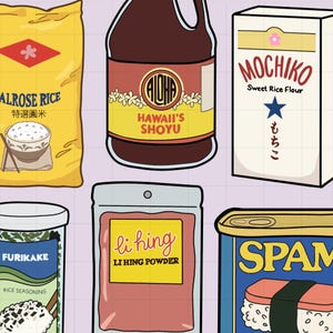 Hawaii Pantry Clipart | Kawaii Hand Drawn PNG Food Stickers (Digital Download)