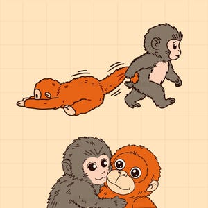 Punch the Monkey Sticker Pack | Kawaii Affe PNG Clipart (digitaler Download)