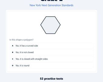 NY-Grade 2 Math Practice Tests | New York Next Gen | 52 Tests, 1,040 Questions | Interactive + Printable PDF + Answer Key
