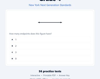 NY-Grade 4 Math Practice Tests | New York Next Gen | 56 Tests, 1,120 Questions | Interactive + Printable PDF + Answer Key
