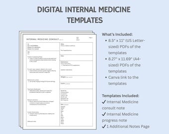Modelli SOAP H&P per medicina interna / Documentazione clinica per studenti di medicina, specializzandi, infermieri / Download digitale modificabile Canva