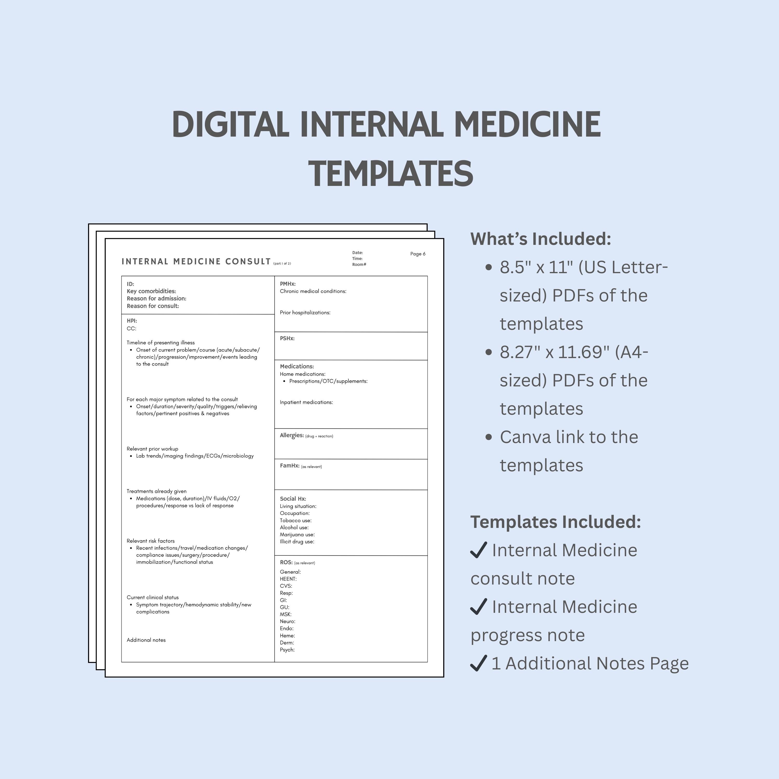 健康・医学 N etters Internal Medicine Internal Medicine H&P SOAP Templates | Clinical Documentation for