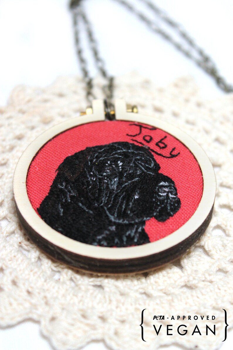 Custom Pet Portrait Embroidery Pet Portrait Necklace Etsy