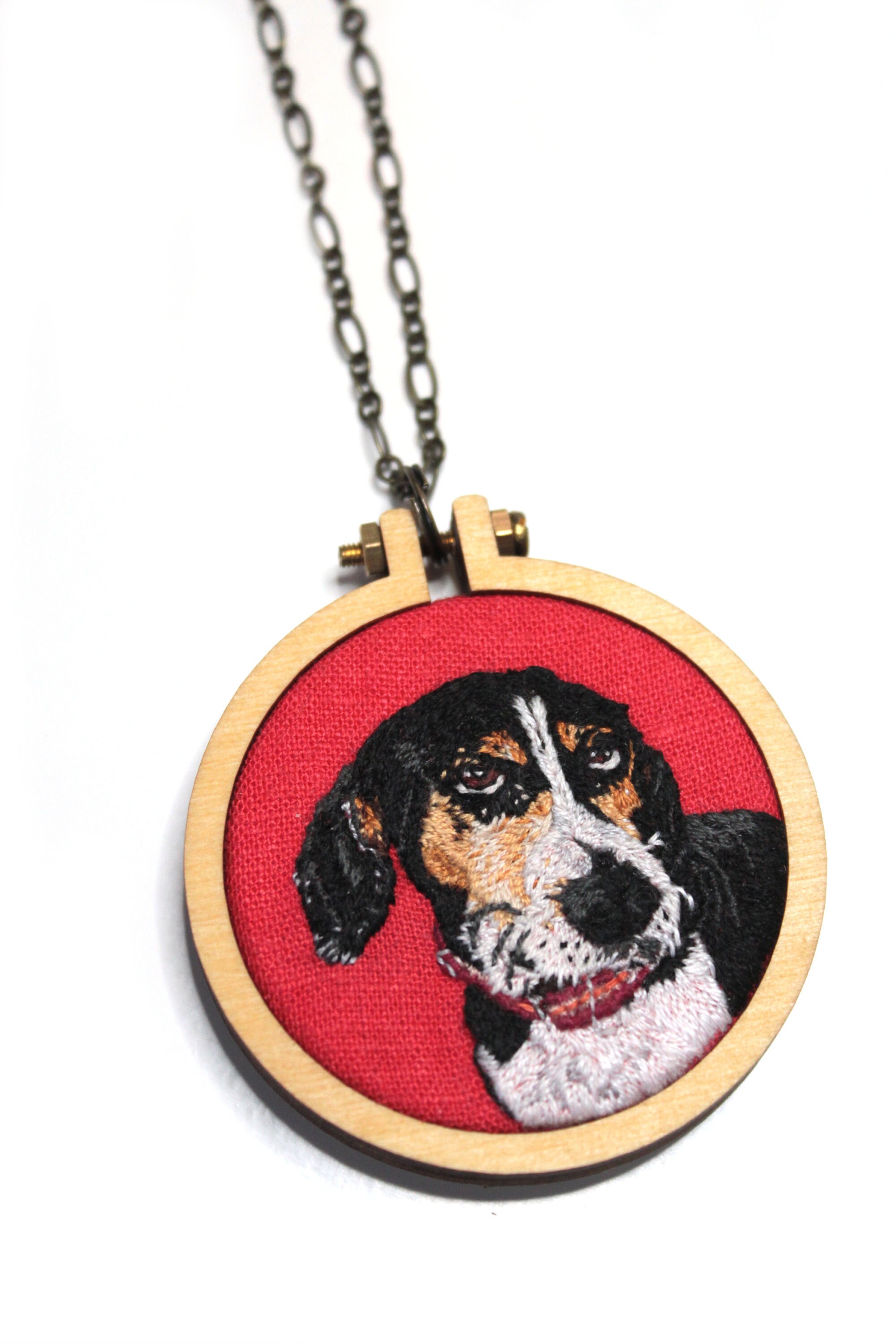 Custom Pet Portrait Embroidery Pet Portrait Necklace Etsy