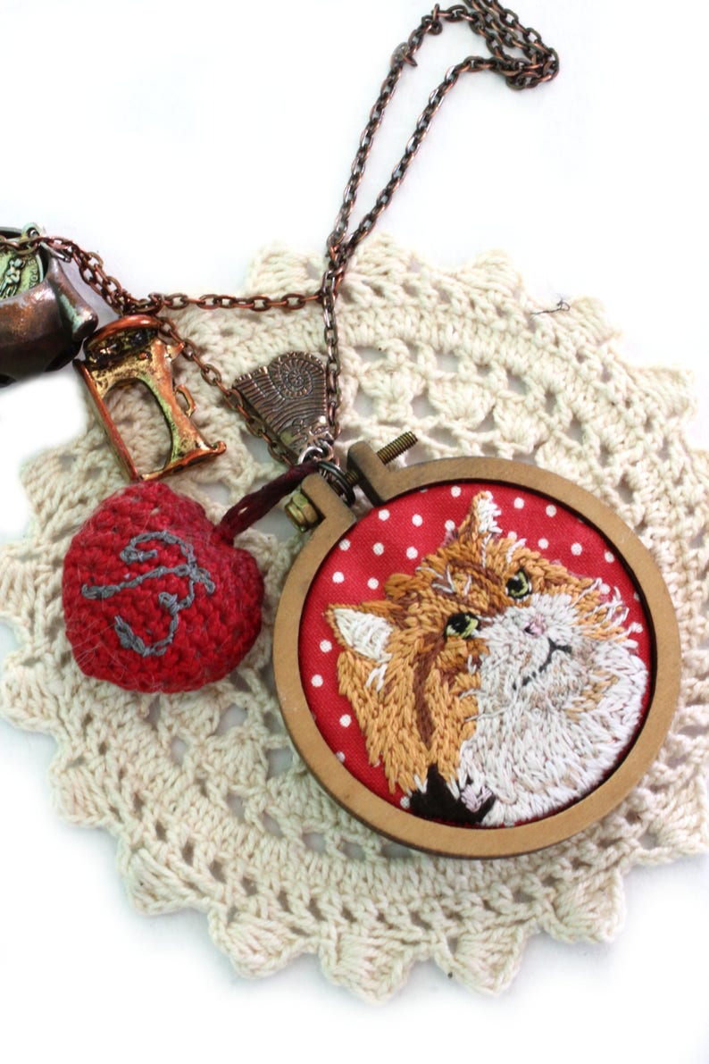 Custom Pet Portrait Embroidery Pet Portrait Necklace Etsy