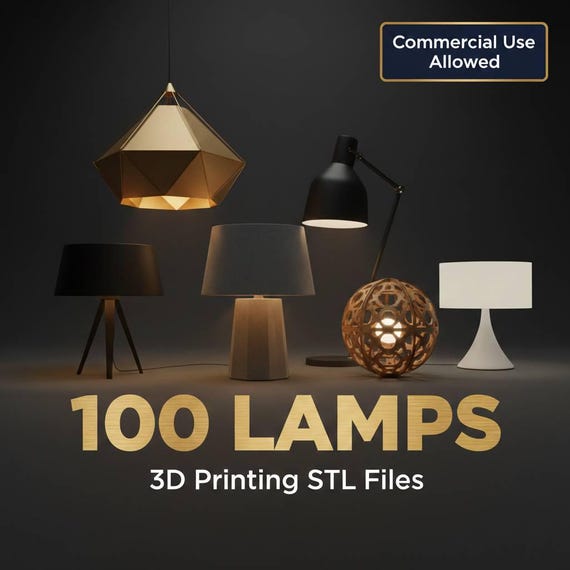 100+ 3D Printed Lamp Designs | STL & 3MF Files Bundle | Commercial Use Allowed