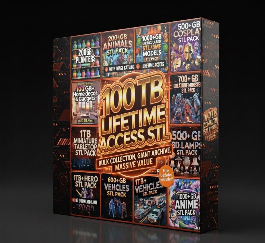 100TB STL File Pack – Massive 3D Print Files Bundle — Commercial Use ...