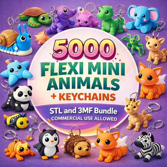 5000 Mini Flexi Animals 3D Print Models, STL & 3MF (Instant Download)
