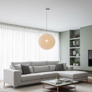 Lustre decorativo com fio de algodão branco ou conchas – Ø 25 cm