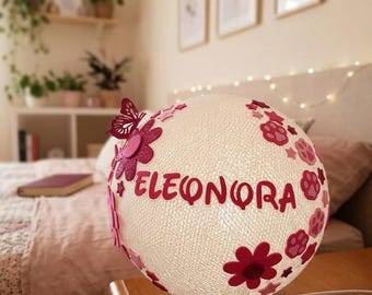 Gepersonaliseerde lamp met naam 25 cm - nachtlampje voor kinderkamers, gemaakt van katoenvezel - cadeau-idee voor geboorte, doop of verjaardag