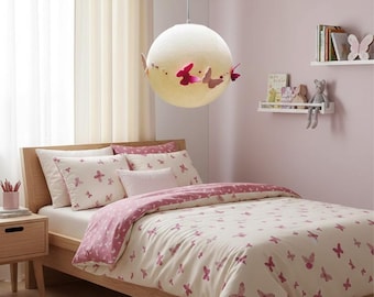 Hanglamp met roze vlinder – Decoratieve lamp voor kinderkamers