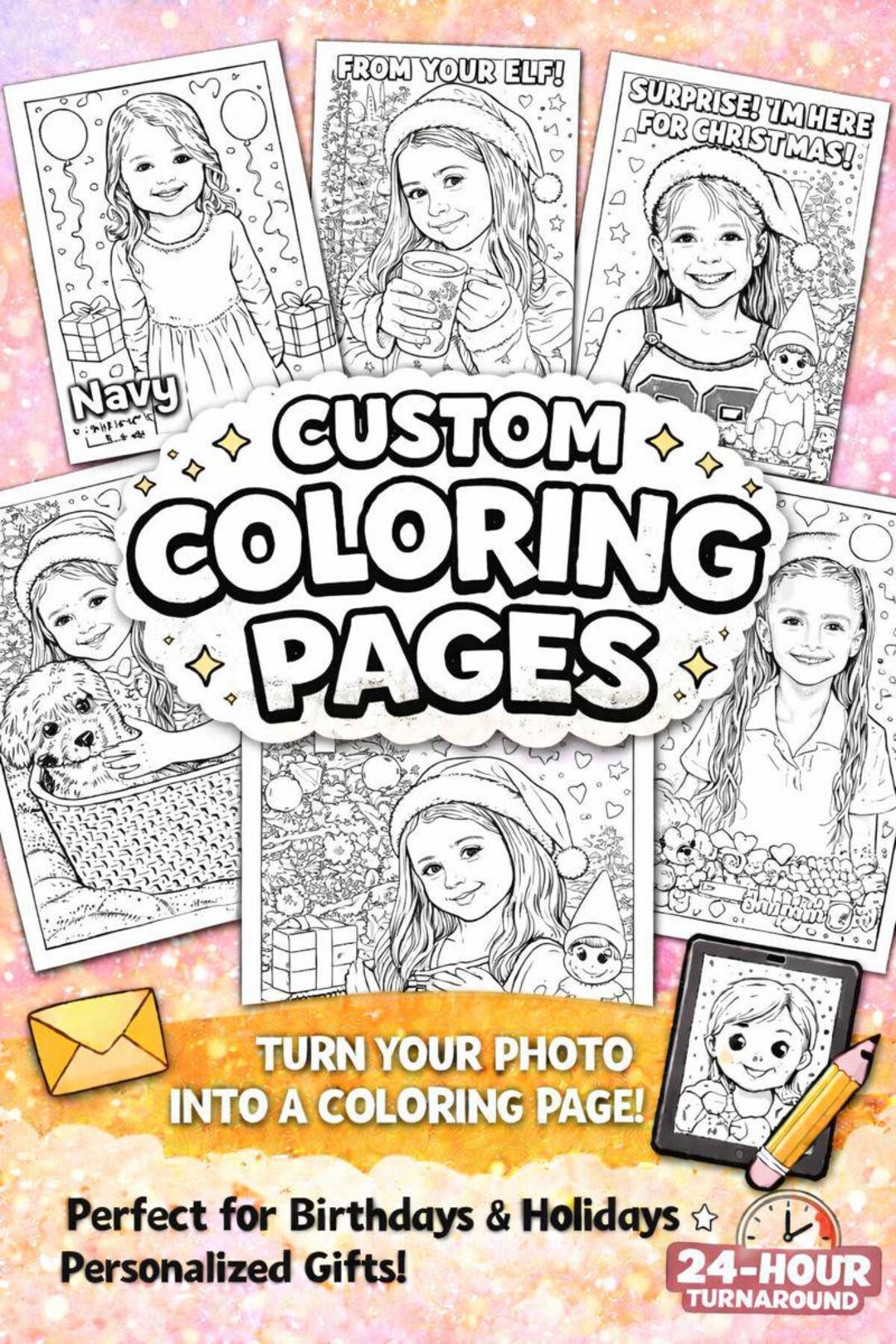 Custom Coloring Page From Photo | Personalized Kids Coloring Page ...